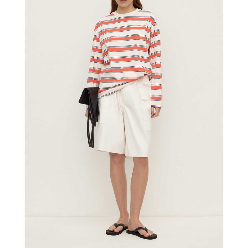 Assembly Label Eliana Stripe Cotton Long Sleeve Tee Dahlia Stripe image number 3
